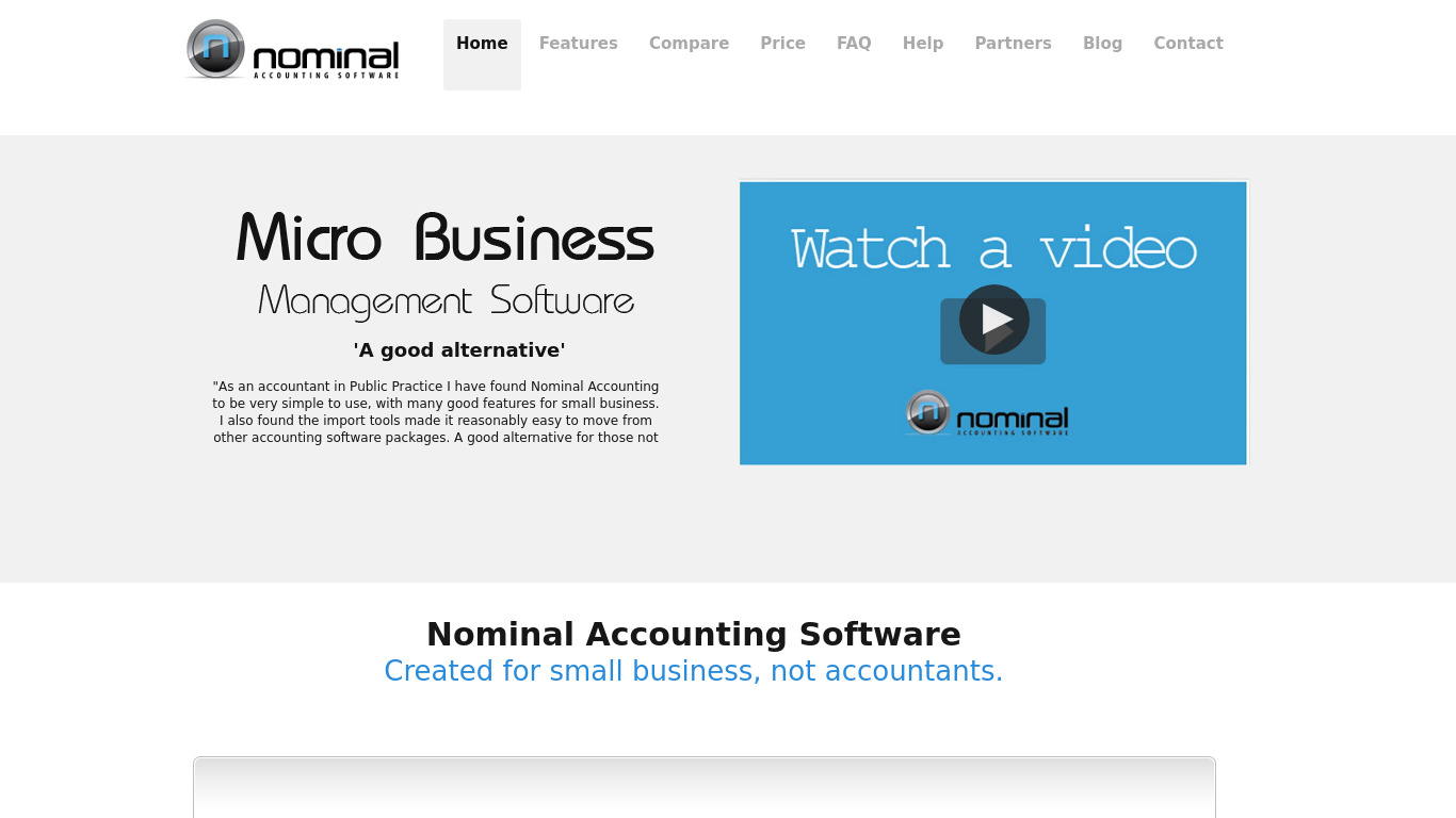 Nominal Accounting Landing page
