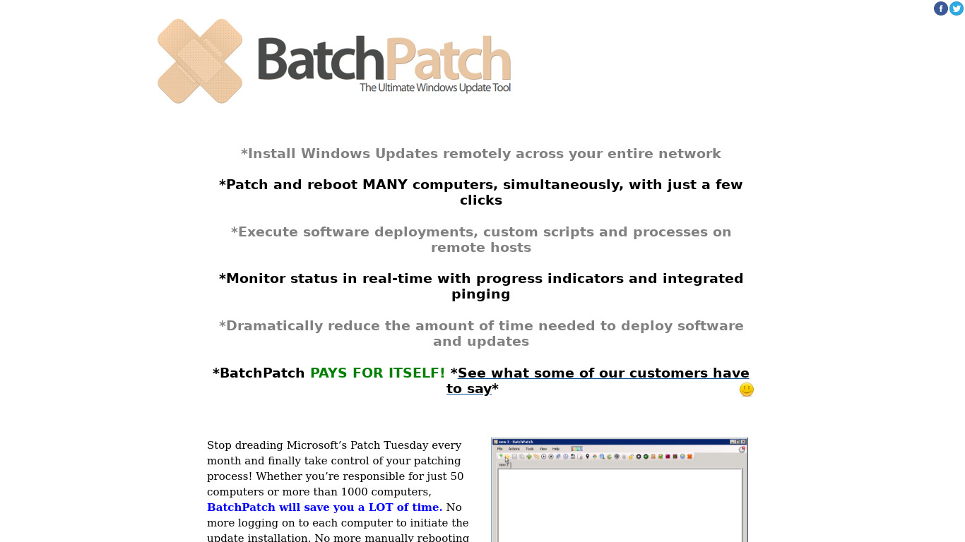 Batchpatch Landing page