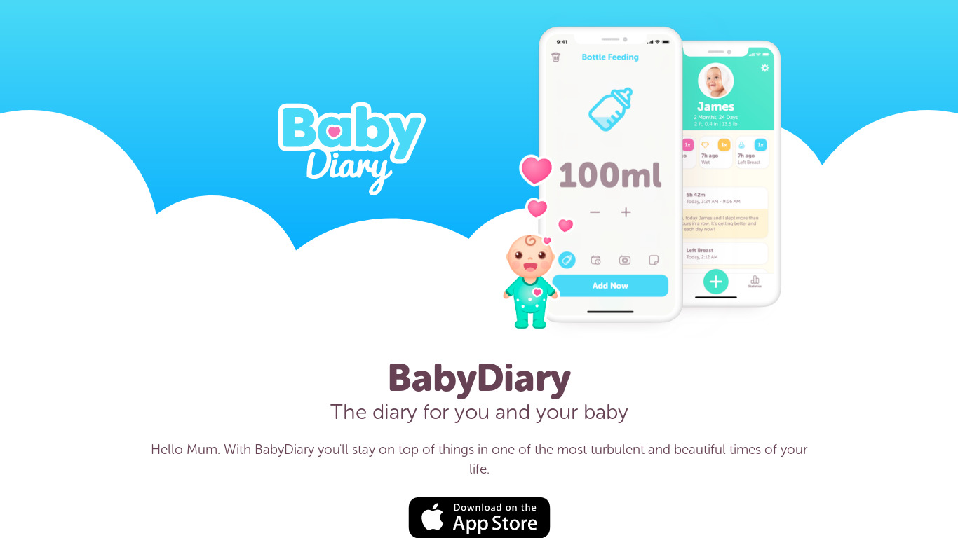 BabyDiary Landing page
