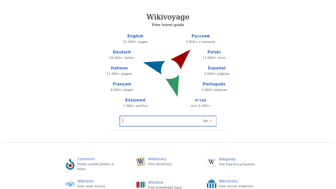 Wikivoyage Landing page