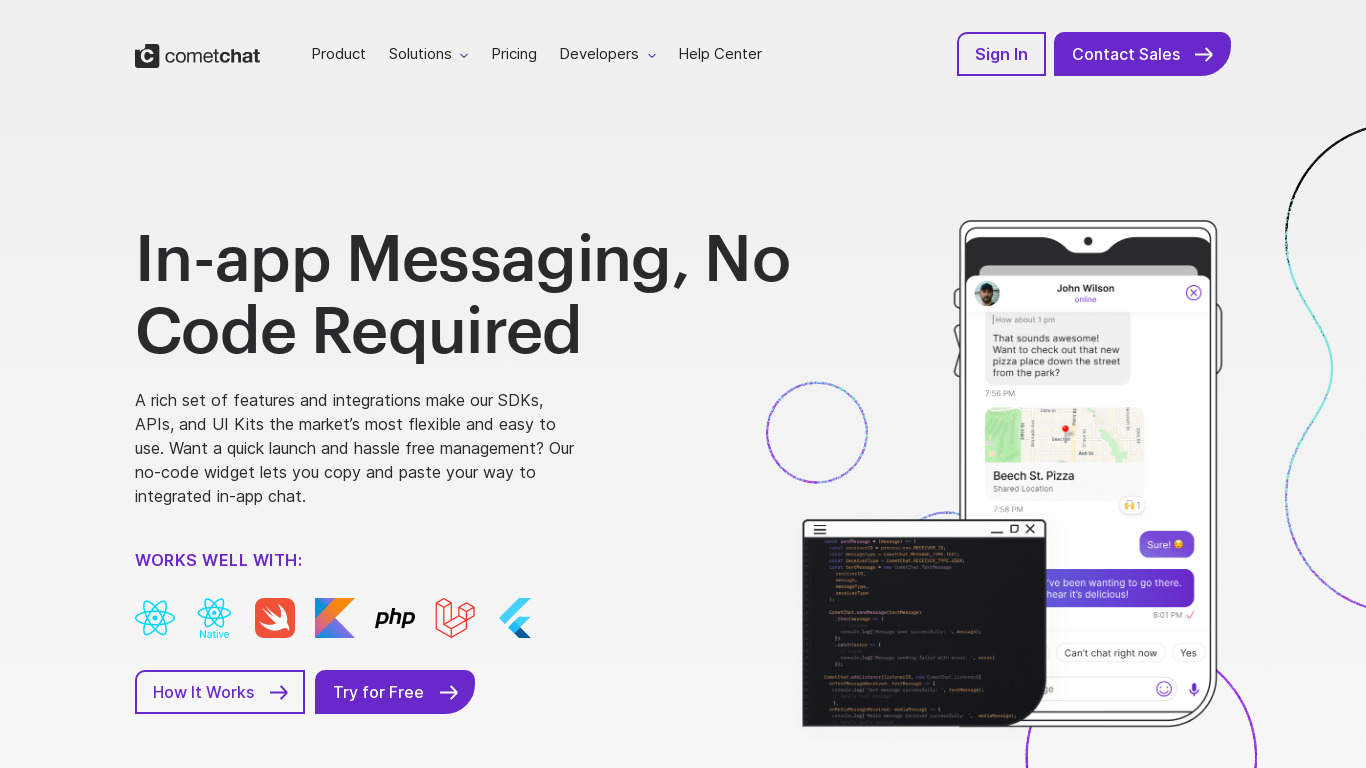 CometChat Landing page