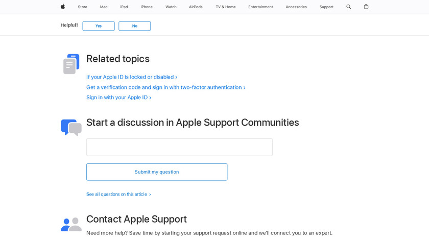 Two-factor authentication for Apple ID Landing Page