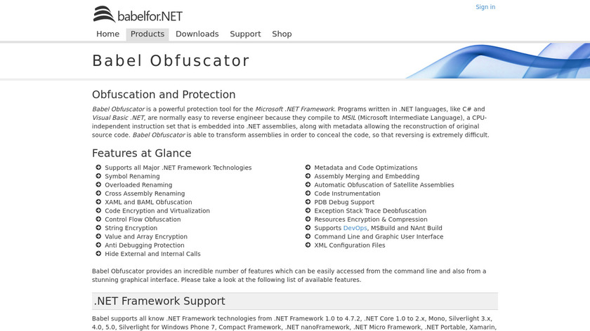Babel Obfuscator Landing Page