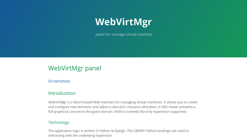 WebVirtMgr Landing Page