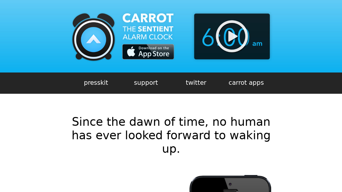 CARROT Alarm Landing page