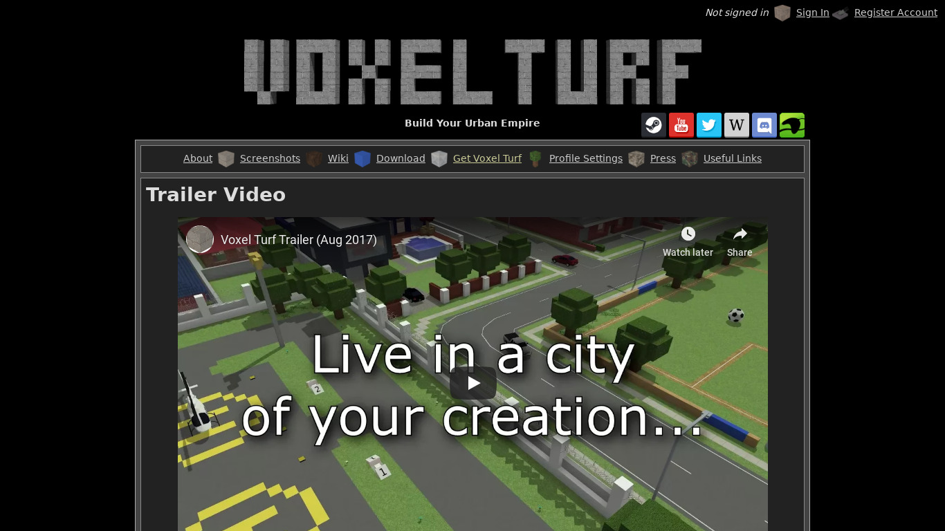 Voxel Turf Landing page