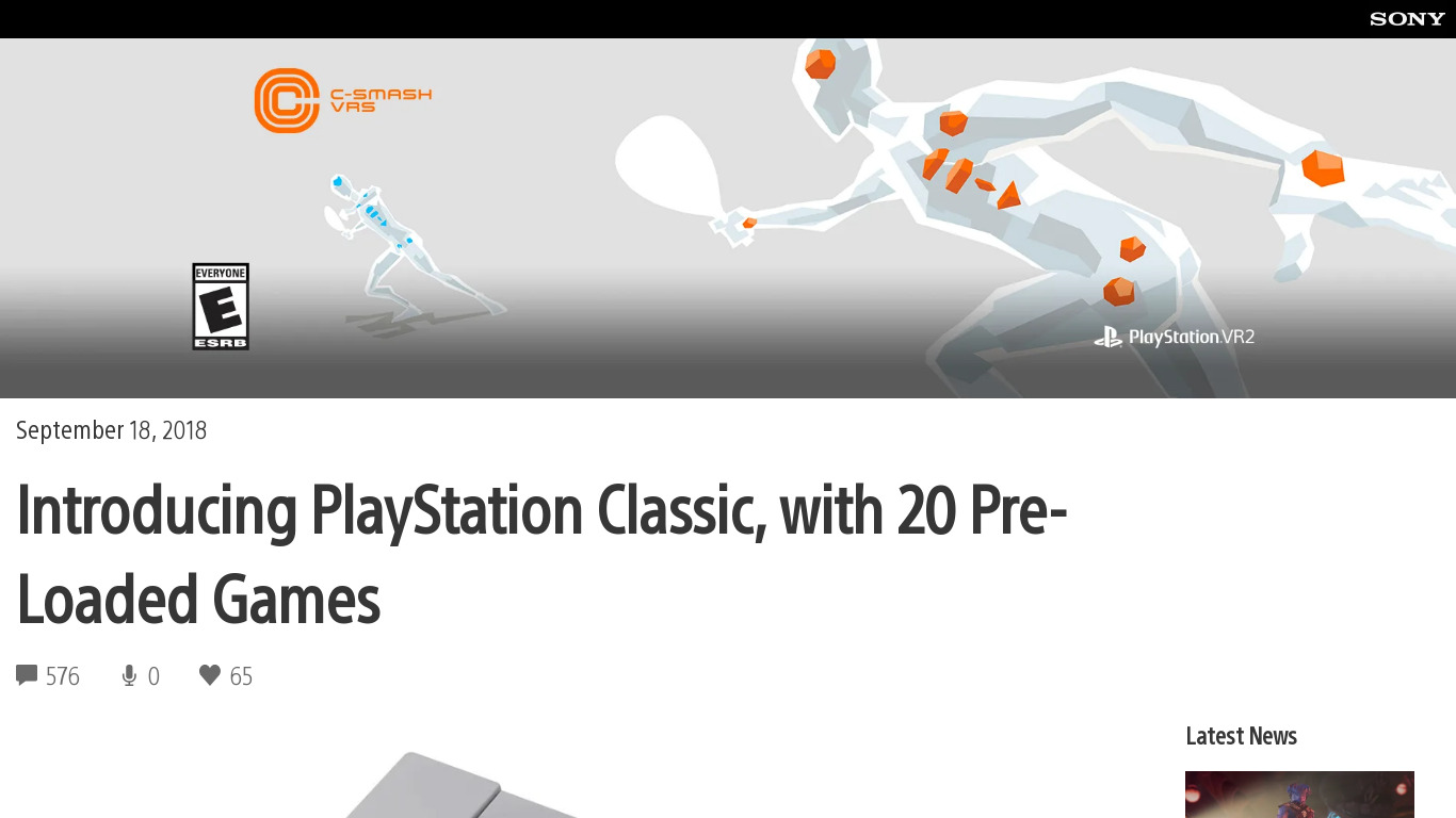PlayStation Classic Landing page