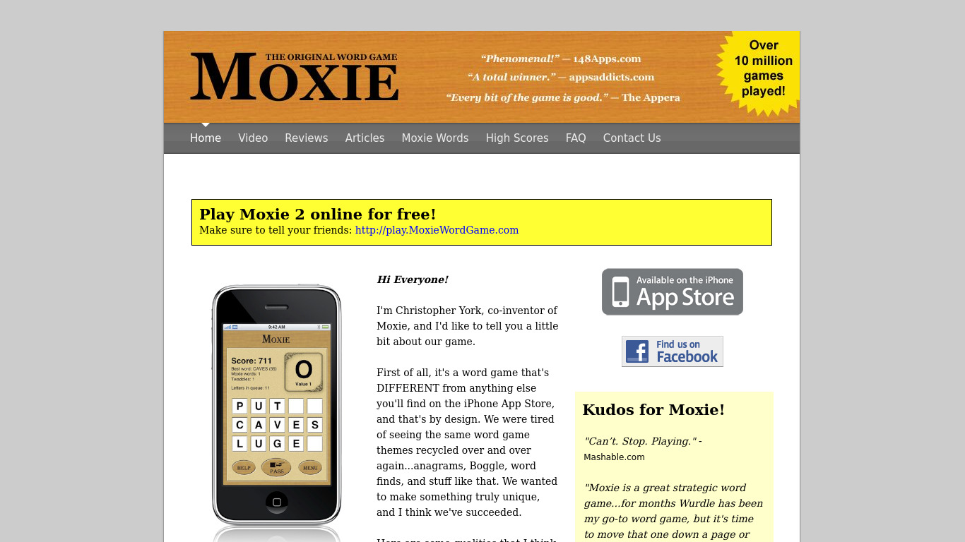 Moxie Landing page