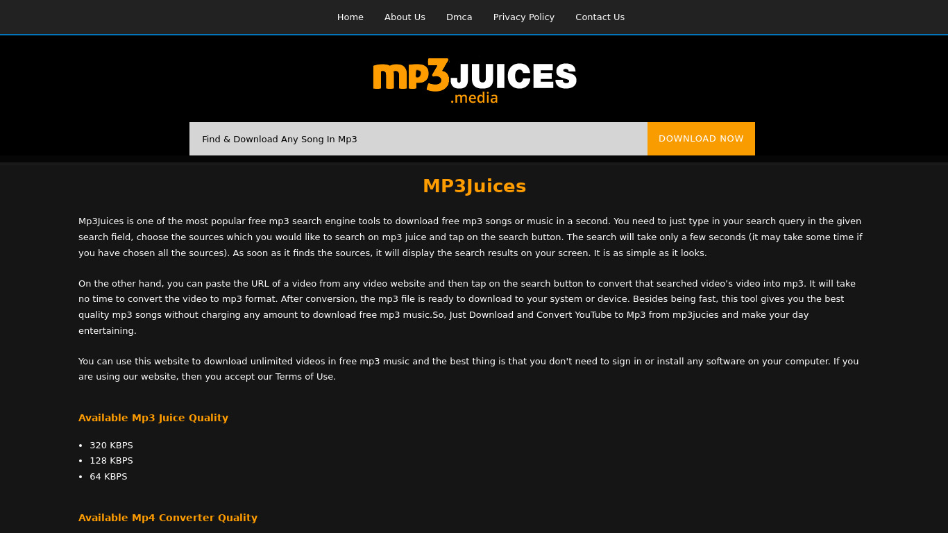 MP3Juices Landing page
