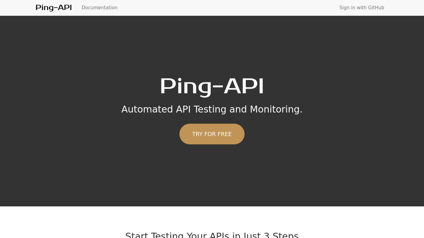 Ping-API Landing page