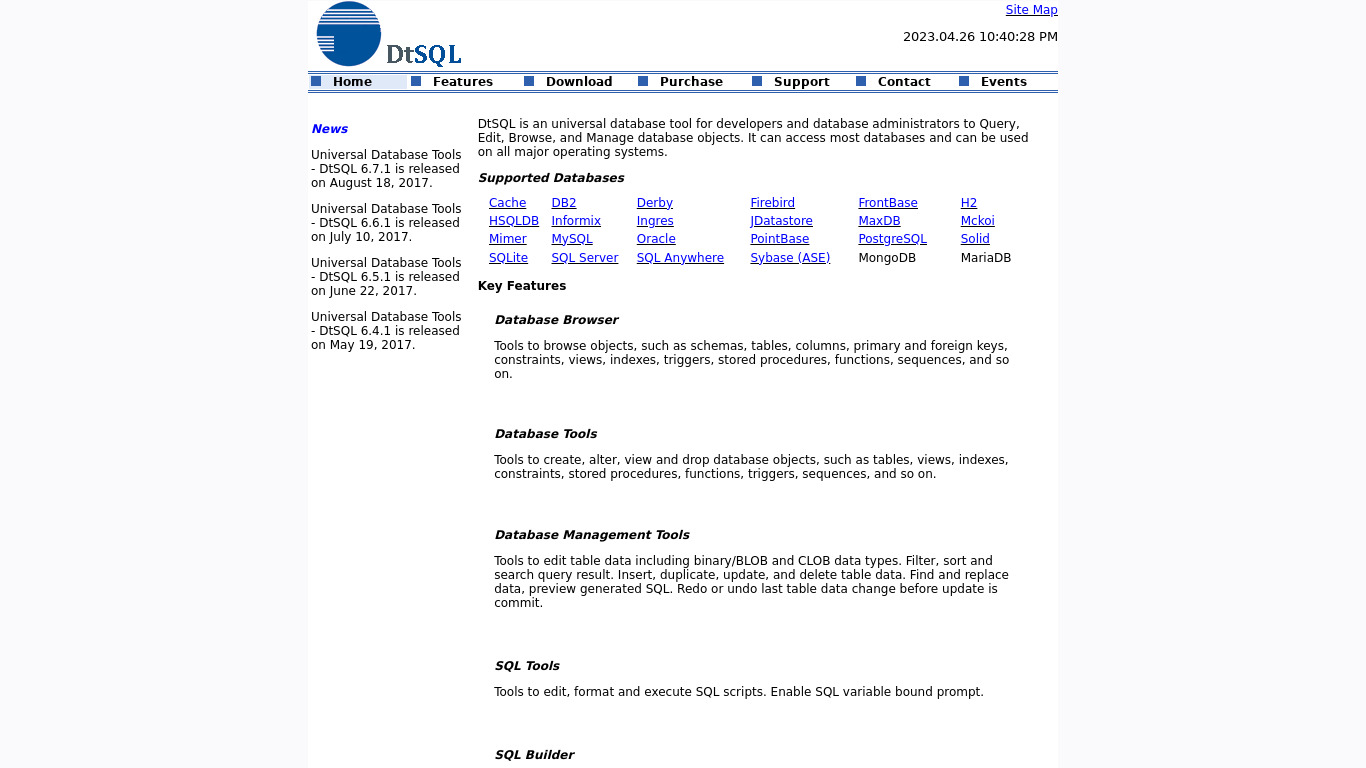 DtSQL Landing page