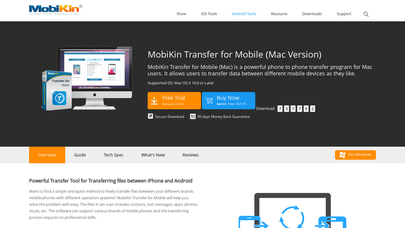 MobiKin Transfer for Mobile Landing page