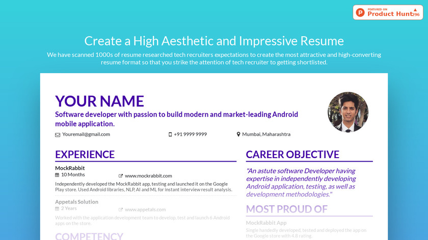 Resume Maker by MockRabbit Landing Page
