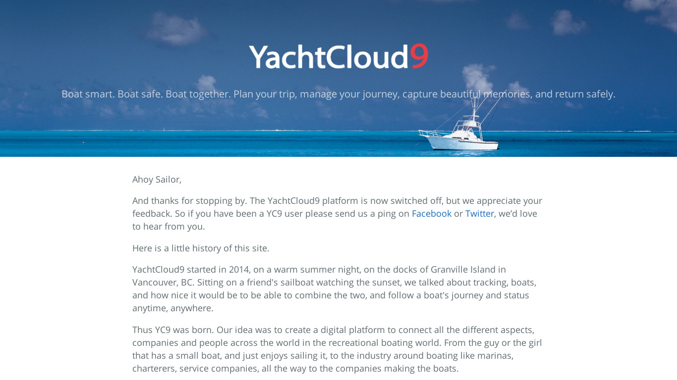 YachtCloud9 Landing page