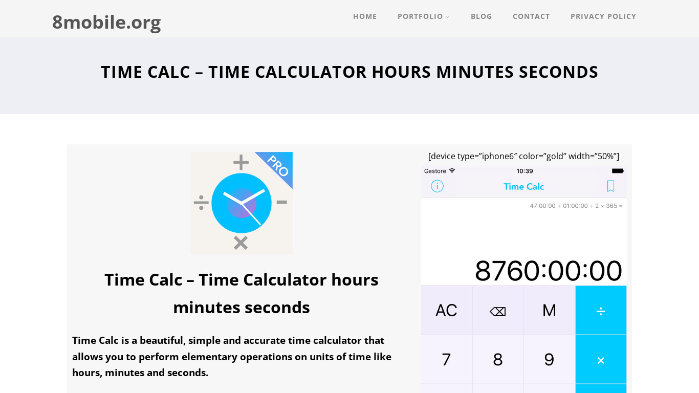 Time Calc Landing page