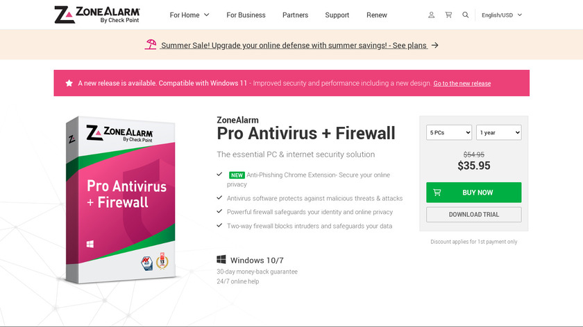 Zone Alarm Antivirus Landing Page