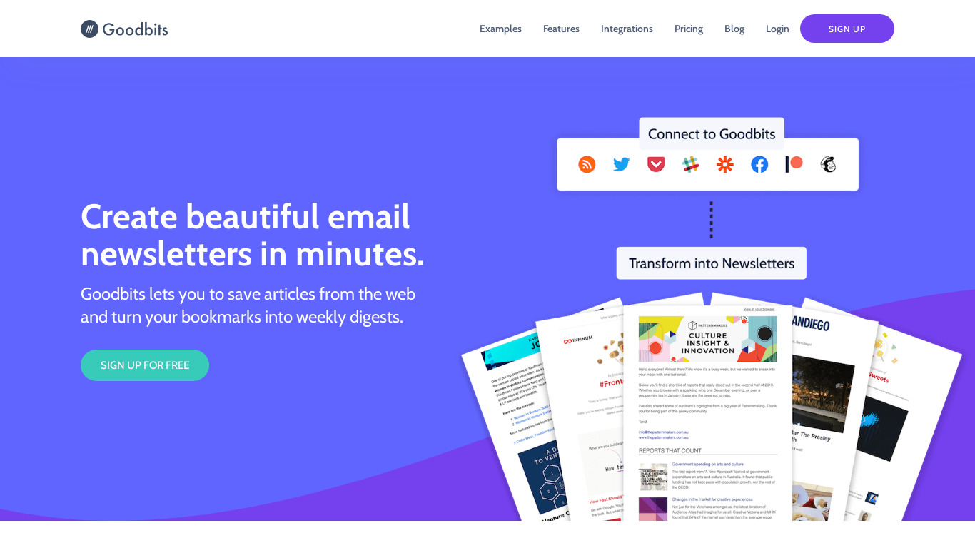 Goodbits Landing page