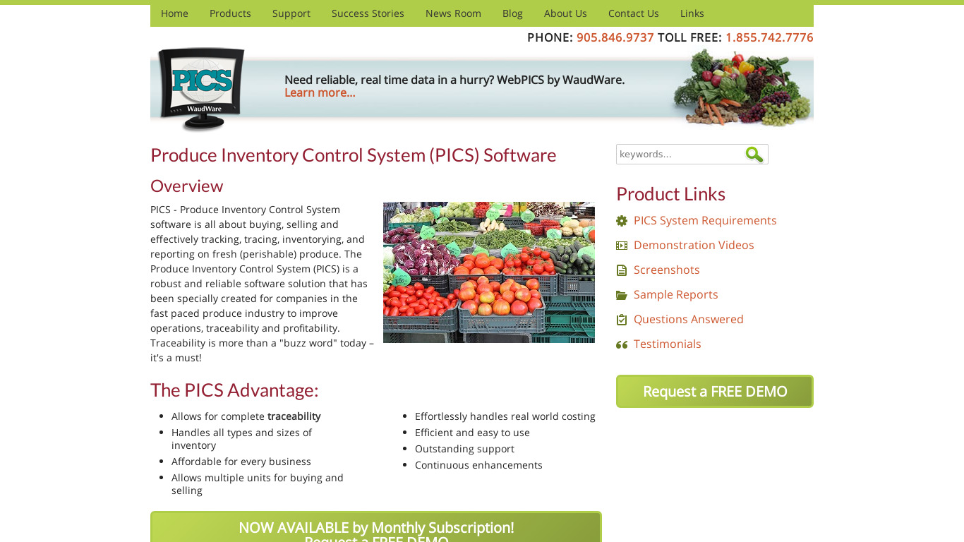 Produce Inventory Control System Landing page
