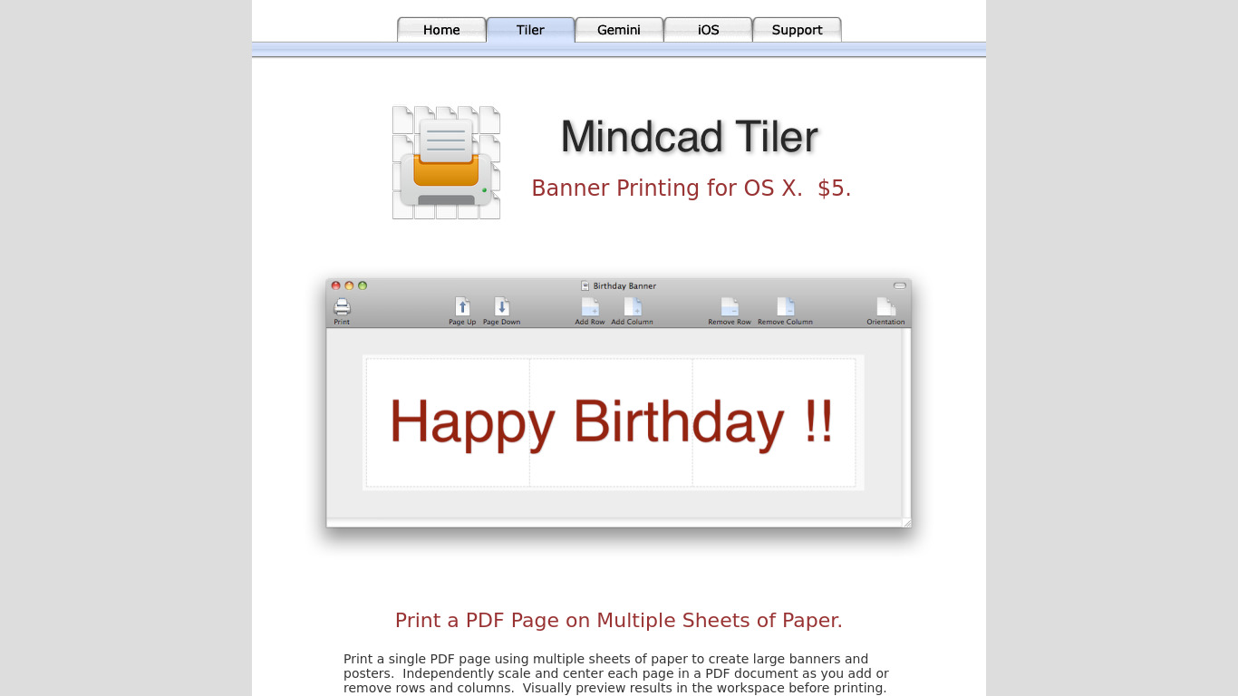 Mindcad Tiler Landing page