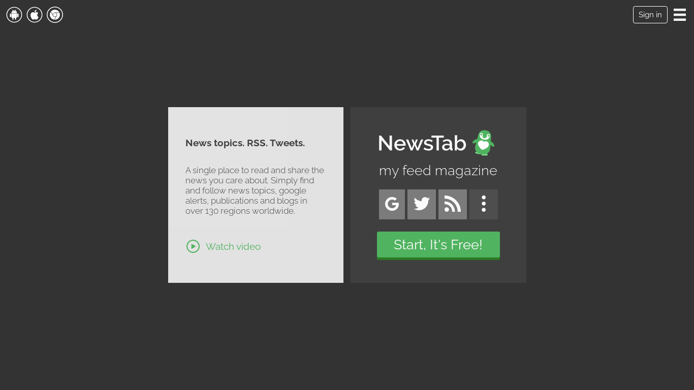 NewsTab Landing page