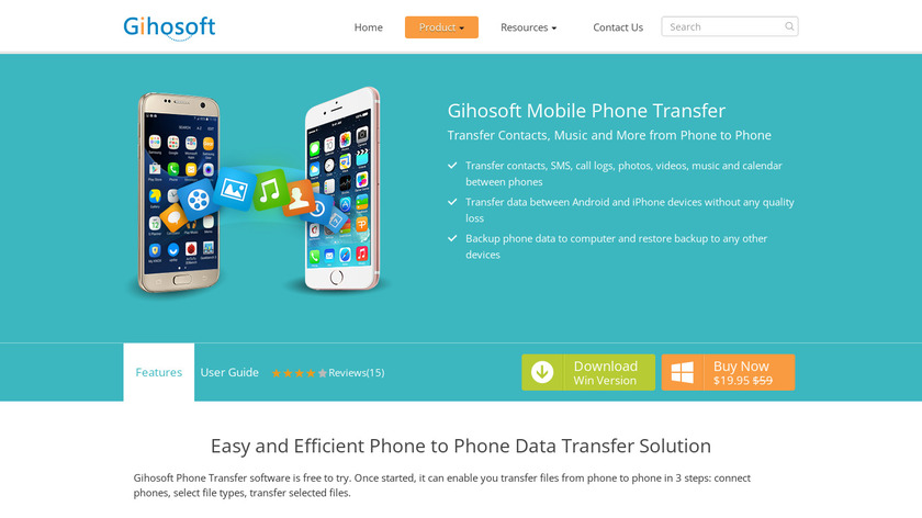 Gihosoft Mobile Transfer Landing Page