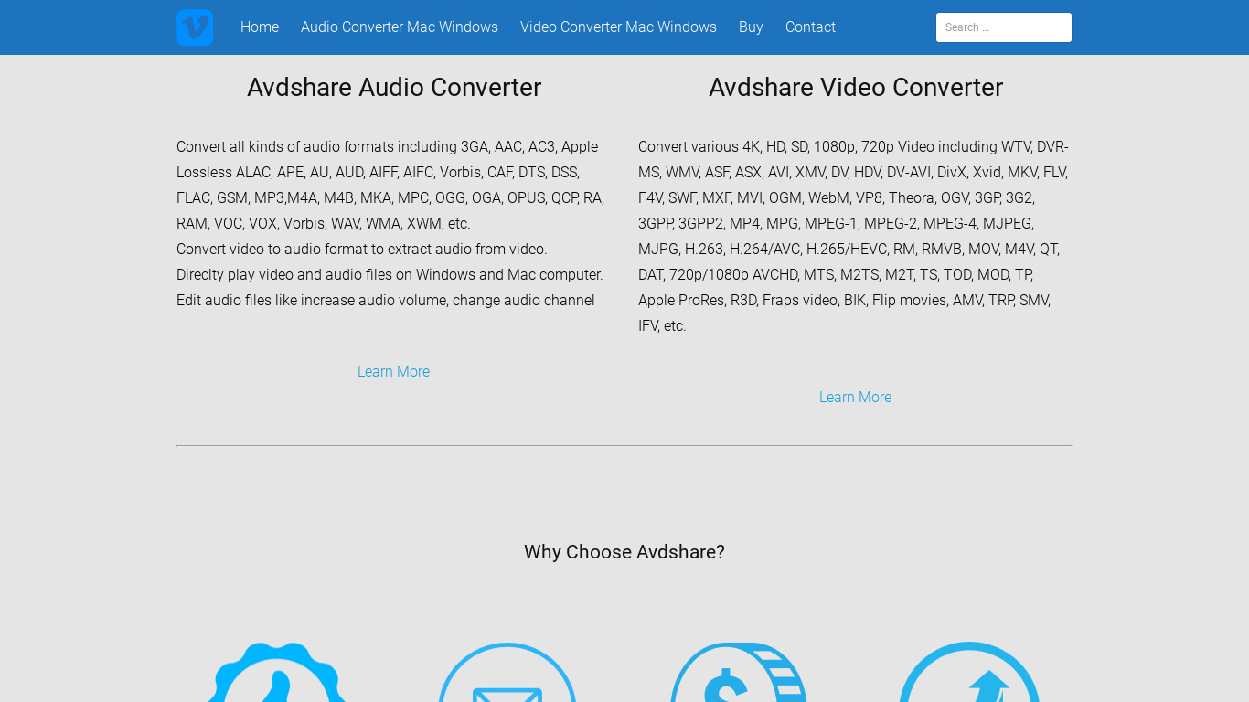 Avdshare Video Converter Landing page