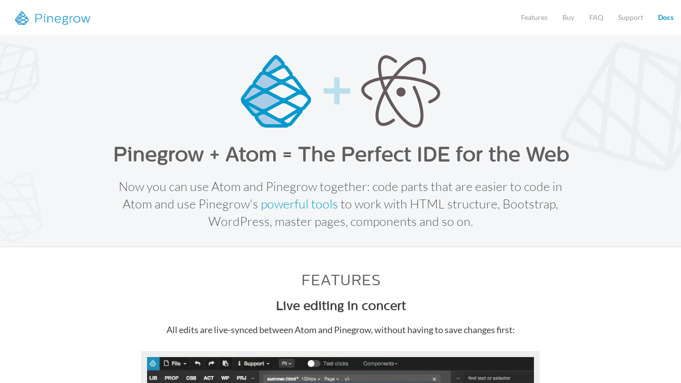 Pinegrow + Atom Landing page