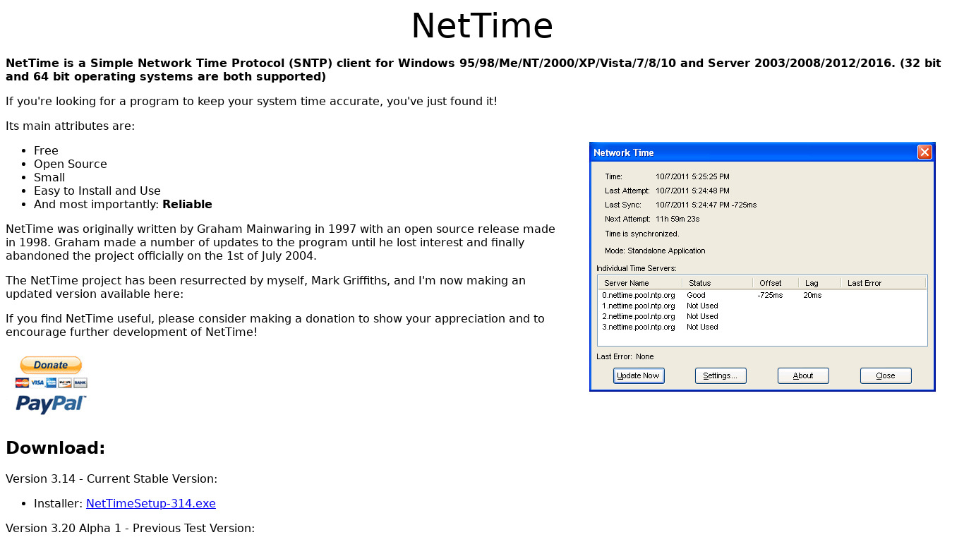 NetTime Landing page