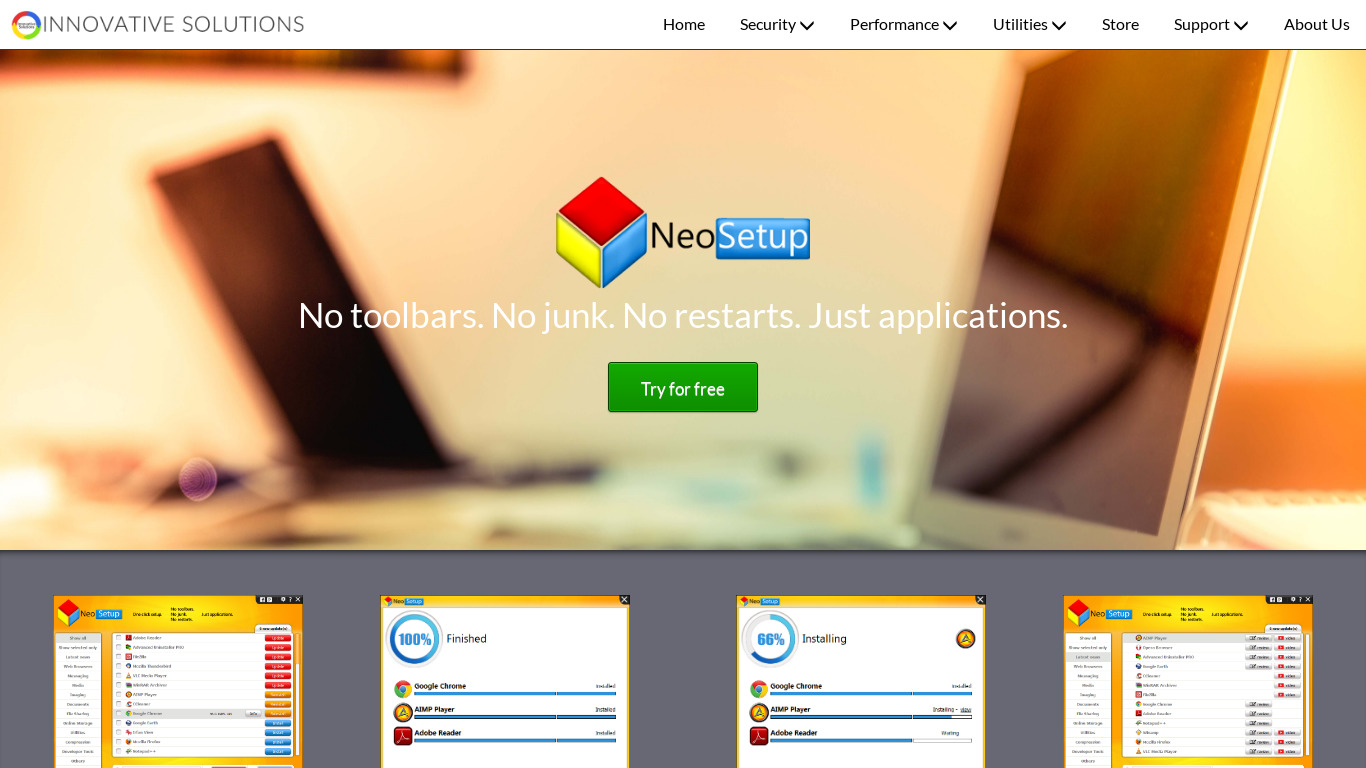NeoSetup Updater Landing page