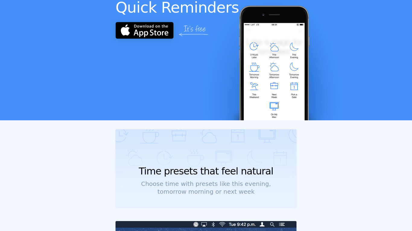 Later Reminders Landing page