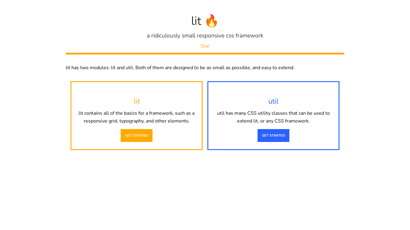 Lit CSS Framework Landing page