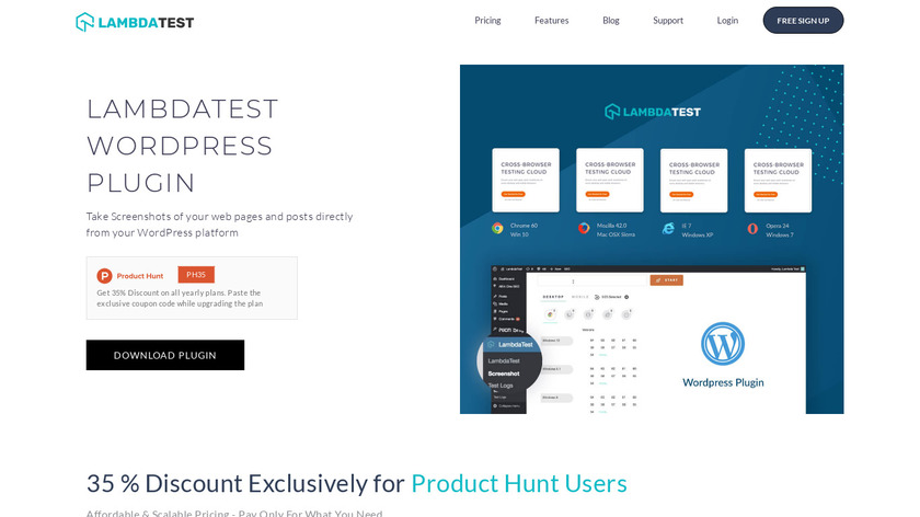 LambdaTest WordPress Plugin Landing Page