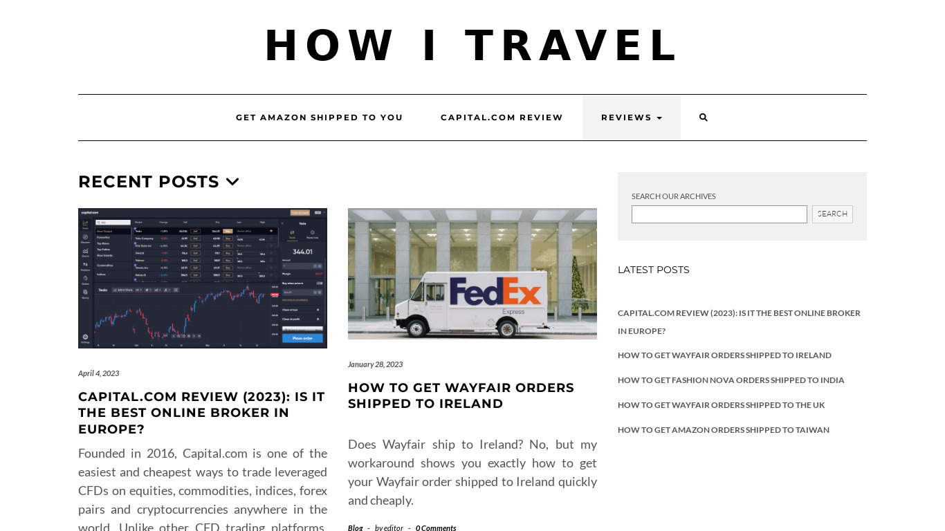 How I Travel Landing page