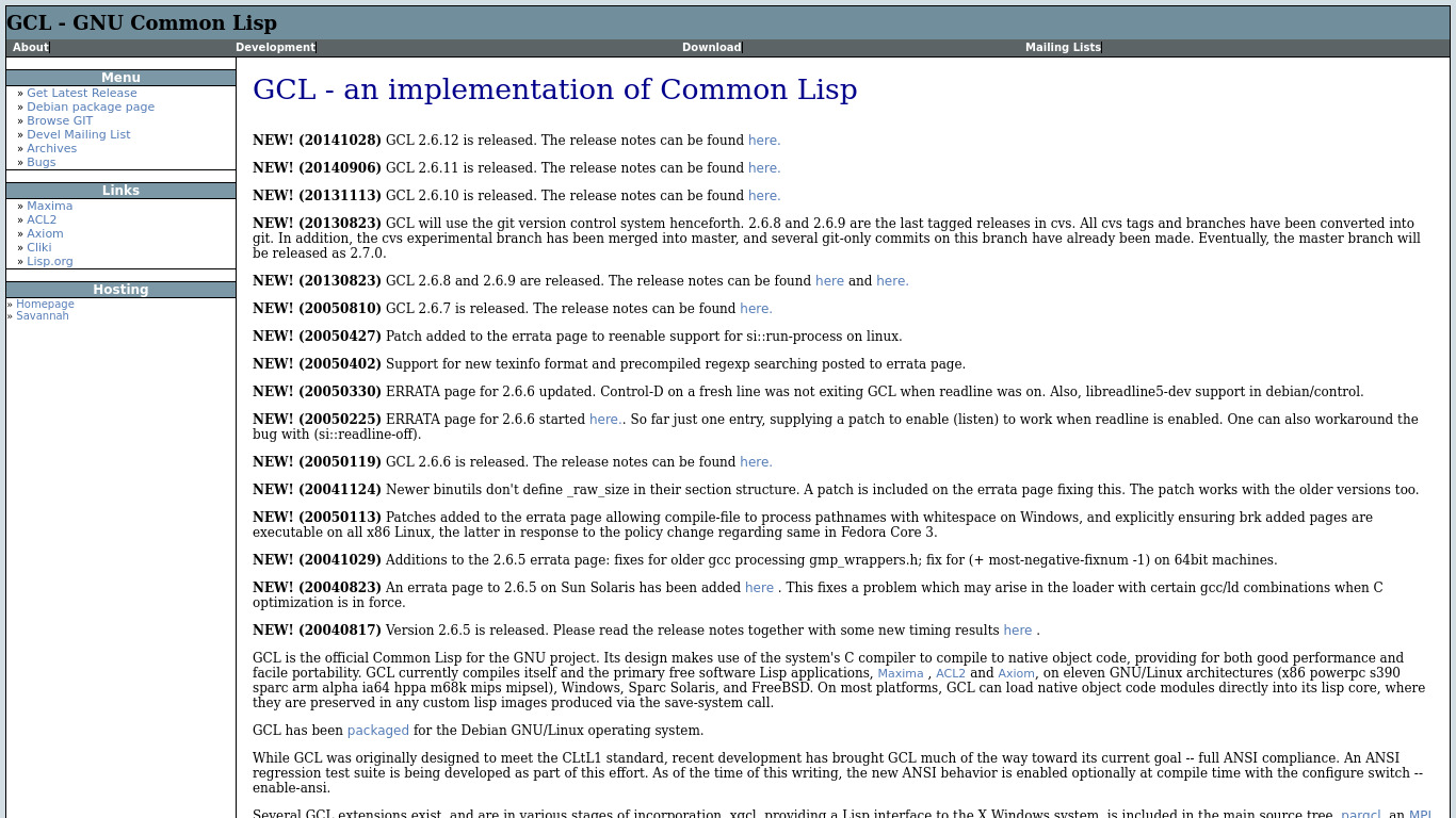 GNU Common Lisp Landing page