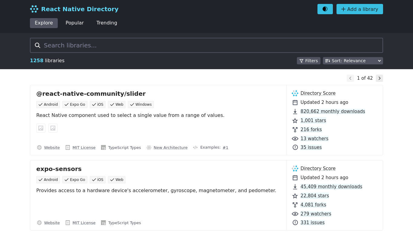 Native Directory Landing page