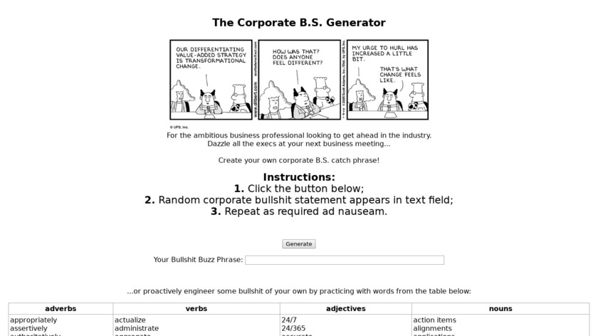 Corporate B.S. Generator Landing Page