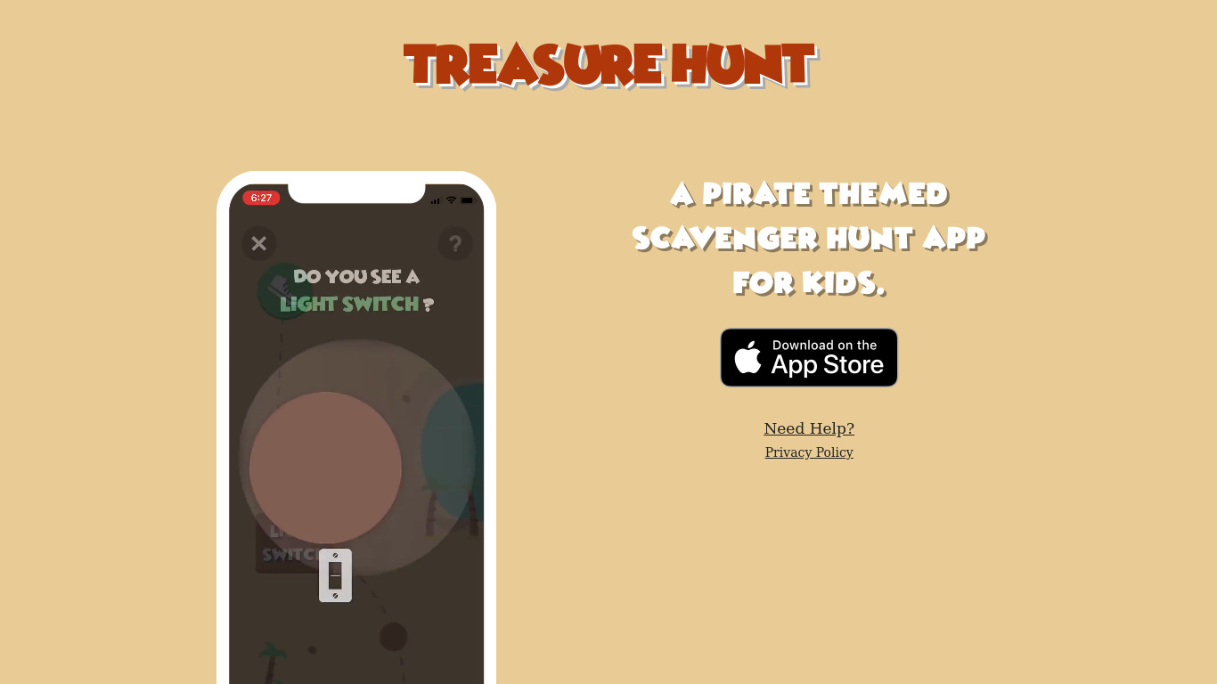 Treasure Hunt Landing page
