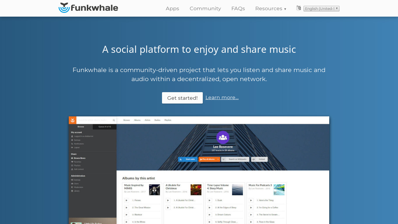 Funkwhale Landing page