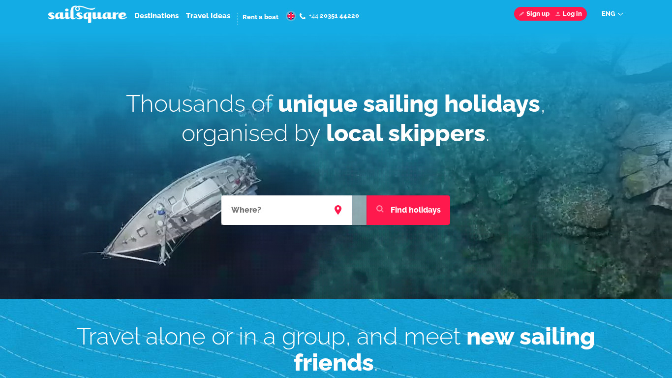 Sailsquare Landing page