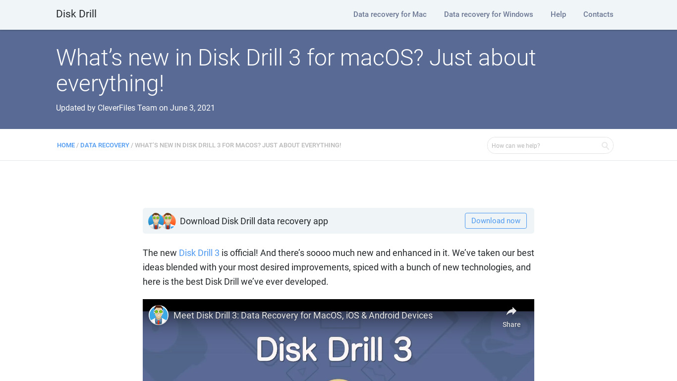 Disk Drill 3 for Mac Landing page