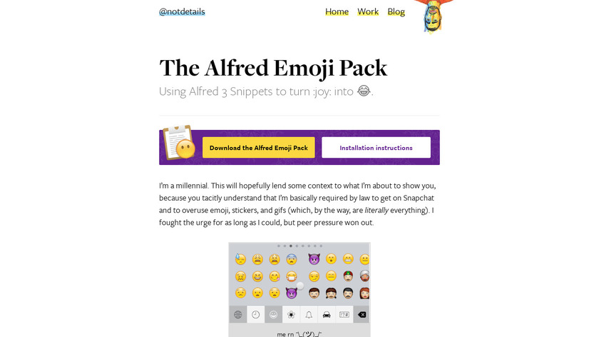 Alfred Emoji Pack Landing Page