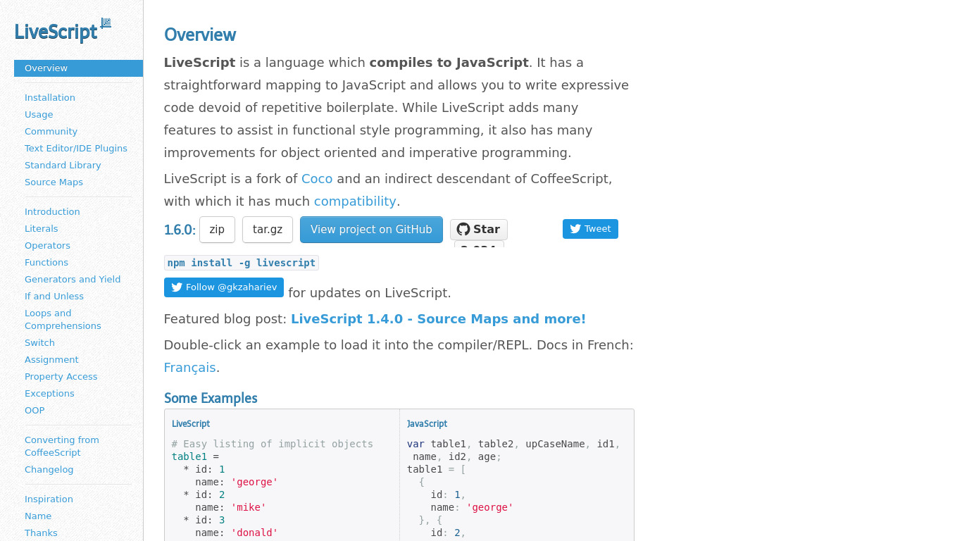 LiveScript Landing page
