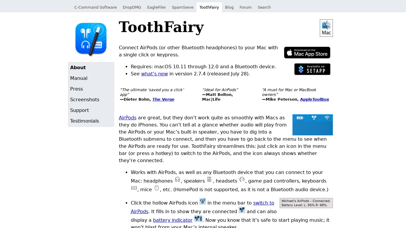 ToothFairy Landing page