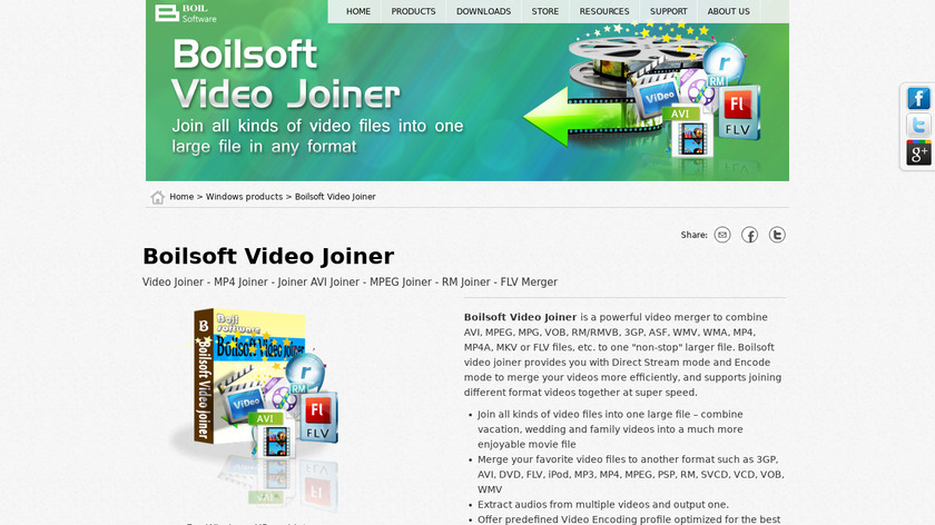 Boilsoft Video Joiner Landing Page