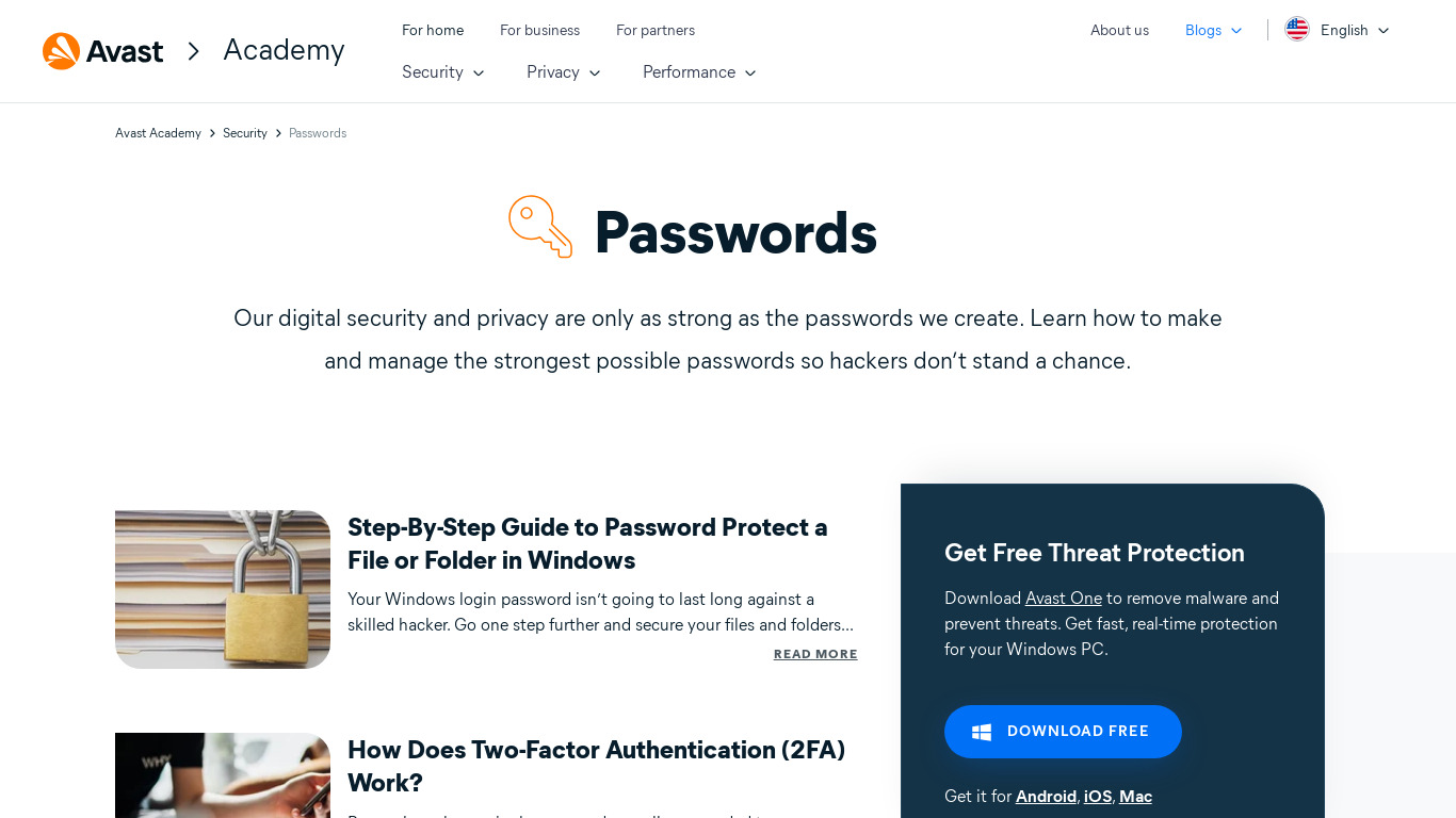Avast Passwords for Mac Landing page