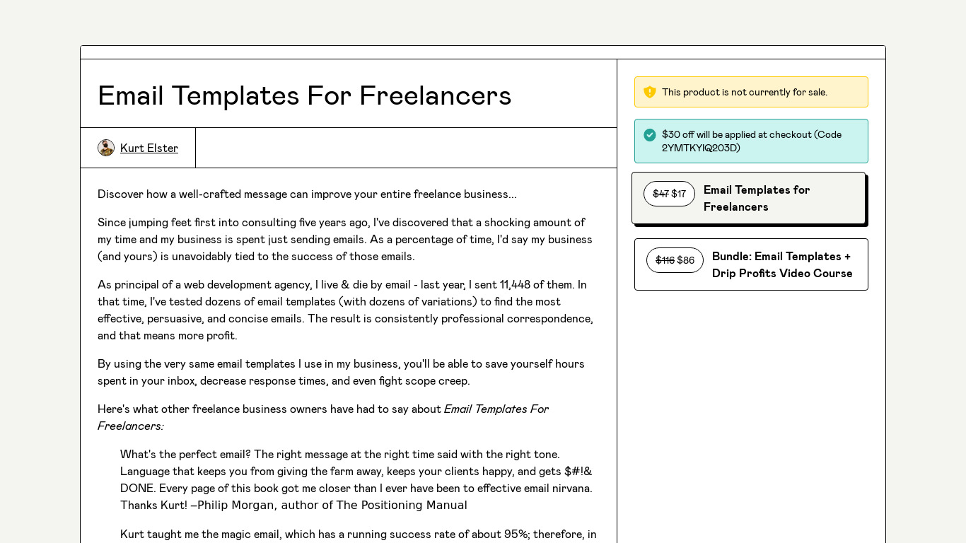 Email Templates For Freelancers Landing page