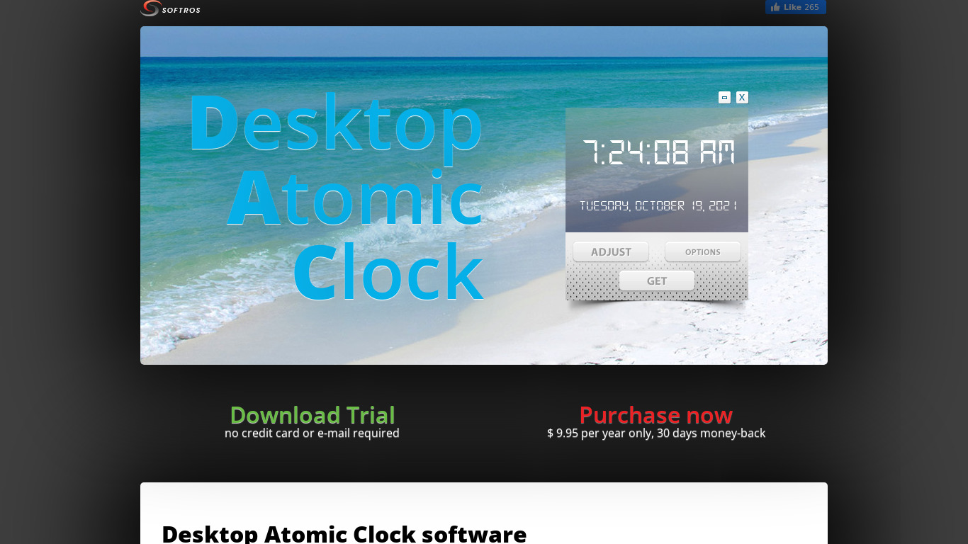 Desktop Atomic Clock Landing page