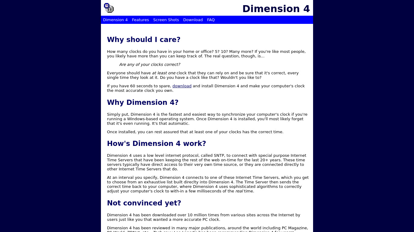 Dimension 4 Landing page