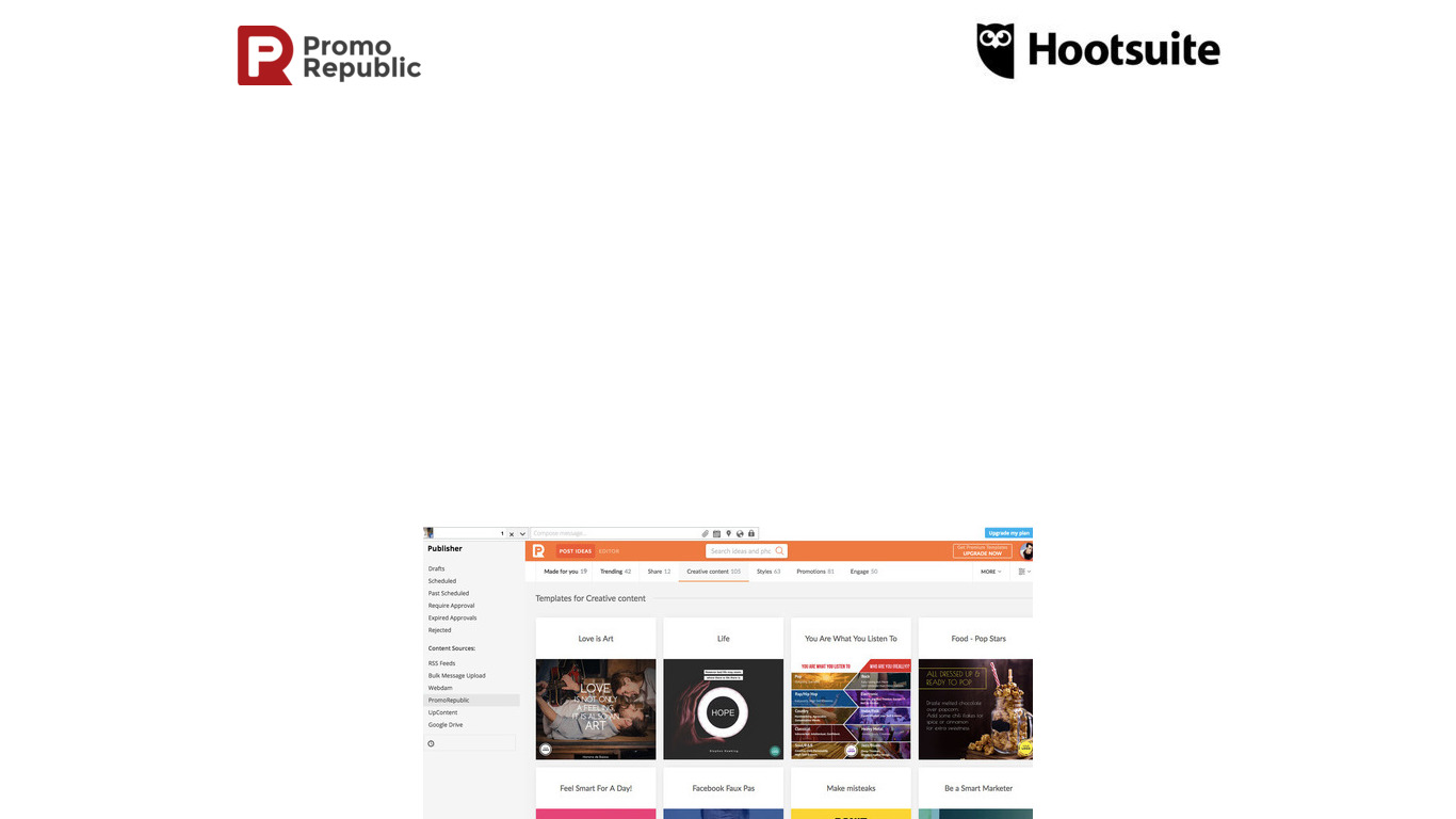 PromoRepublic for Hootsuite Landing page
