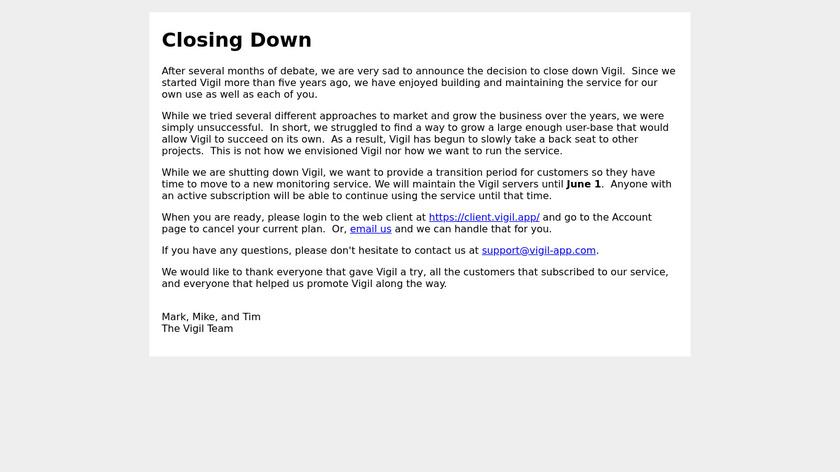 Vigil Landing Page